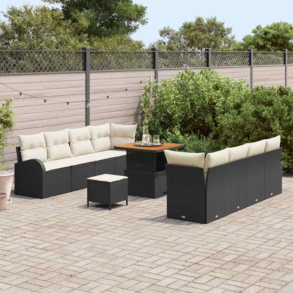 vidaXL Σετ Καναπέ Κήπου 11 pcs Μαύρο, Κρέμα 80 x 80 x 71 cm
