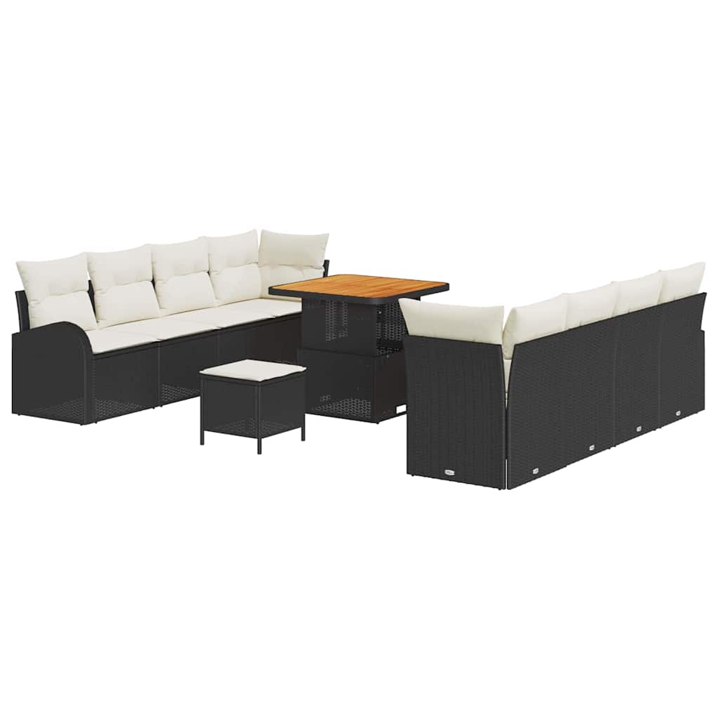 vidaXL Σετ Καναπέ Κήπου 11 pcs Μαύρο, Κρέμα 80 x 80 x 71 cm
