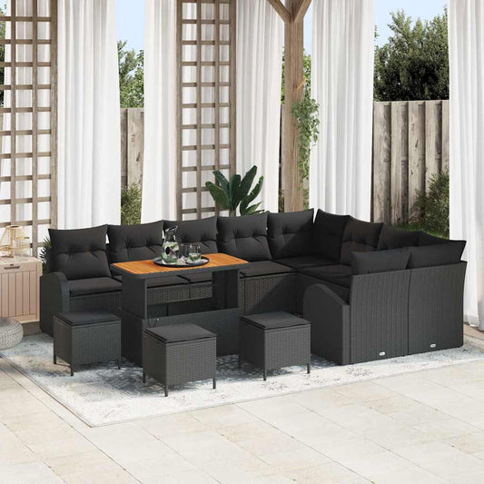 vidaXL Σετ Καναπέ Κήπου με μαξιλάρι 13 pcs Μαύρο 110 x 55 x 71 εκ