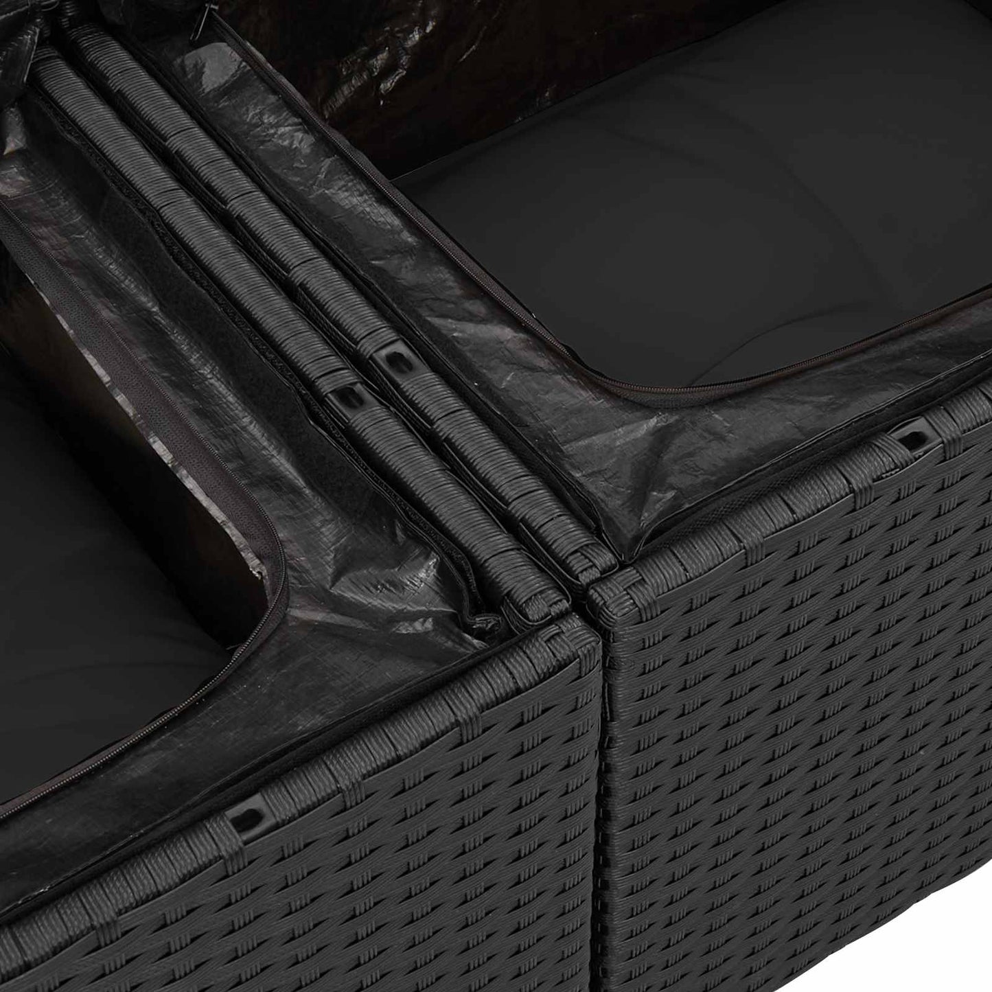 vidaXL Σετ Καναπέ Κήπου με μαξιλάρι 10 pcs Μαύρο Πολυ ράταν