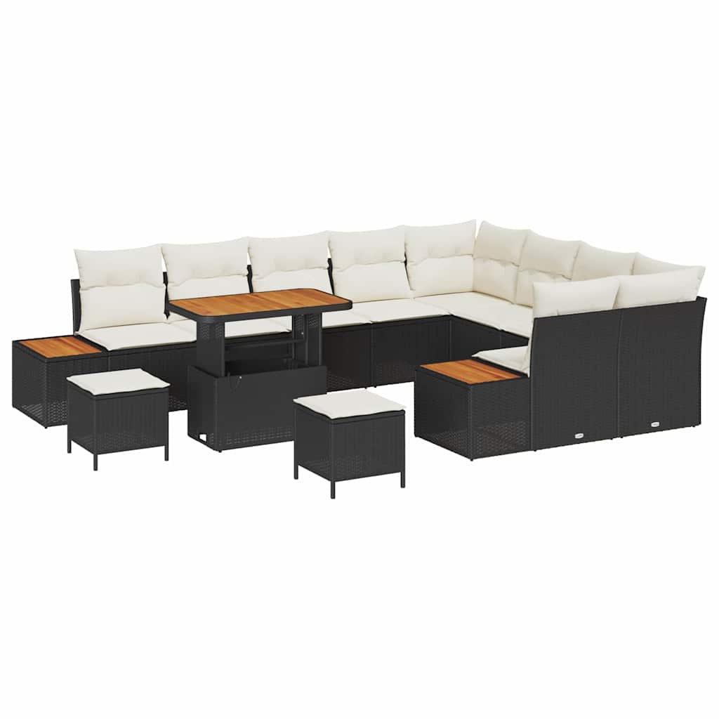 vidaXL Σετ Καναπέ Κήπου με μαξιλάρι 12 pcs Μαύρο Πολυ ράταν