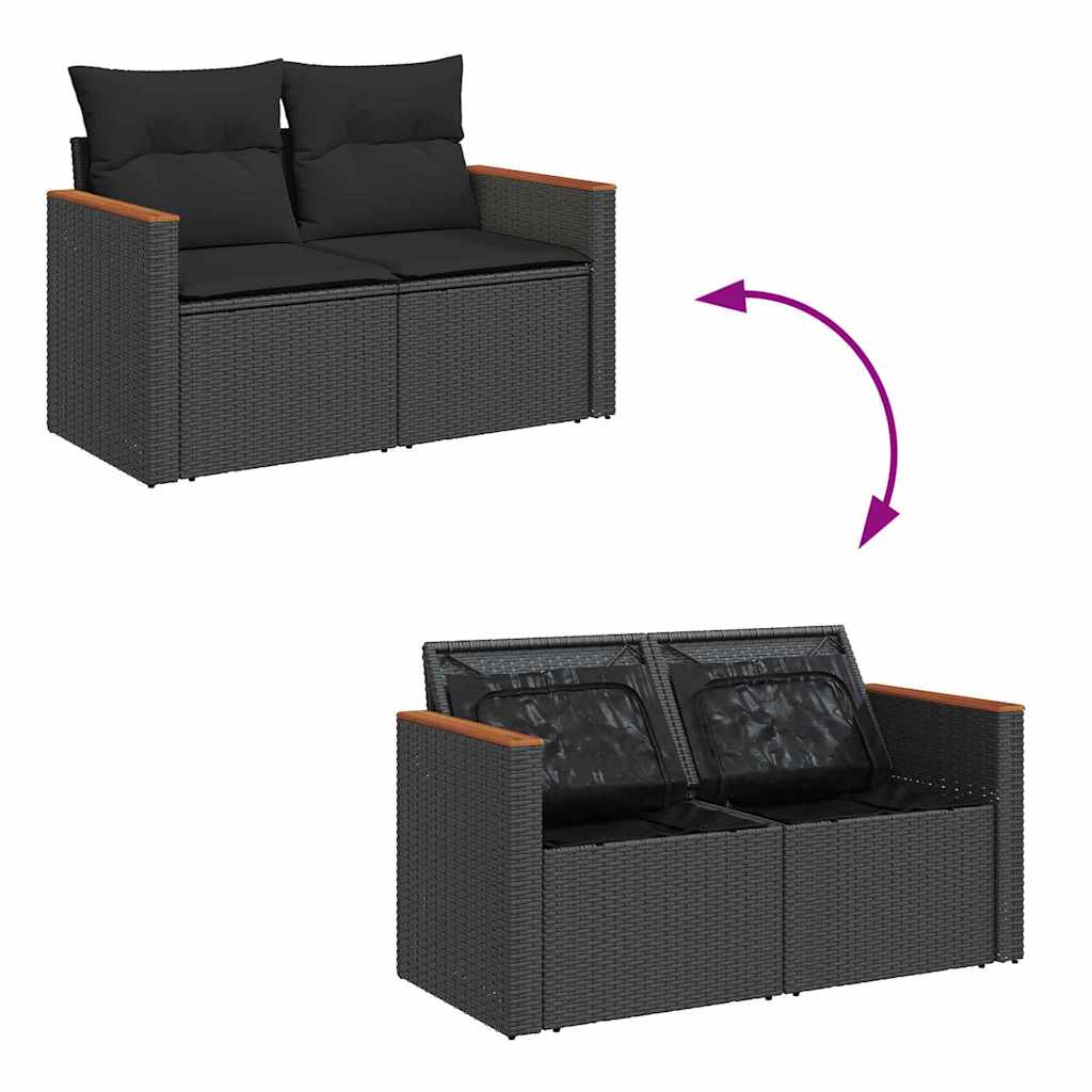vidaXL Σετ Καναπέ Κήπου με μαξιλάρι 8 pcs Μαύρο Πολυ ράταν