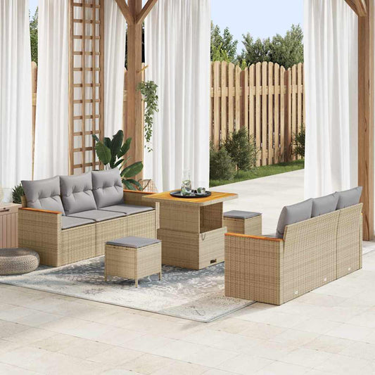 vidaXL Σετ Καναπέ Κήπου 11 pcs Μπέζ και Ανοιχτό Γκρι συνθετικό ρατάν