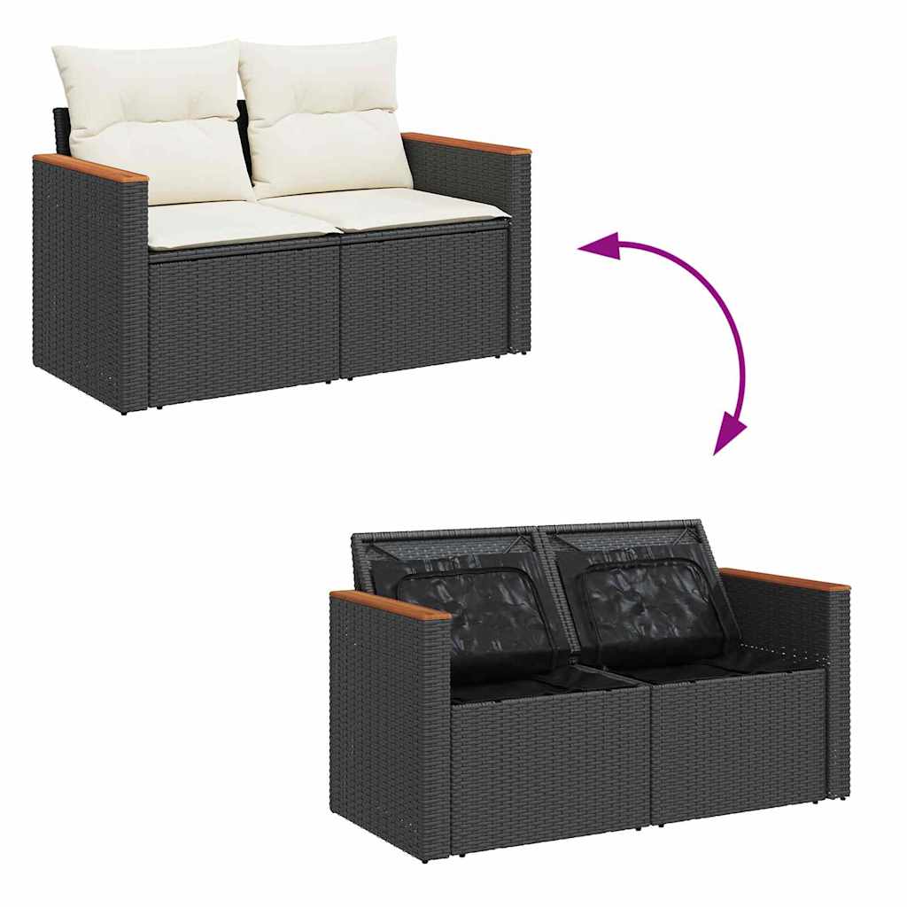 vidaXL Σετ Καναπέ Κήπου με μαξιλάρι 10 pcs Μαύρο Πολυ ράταν