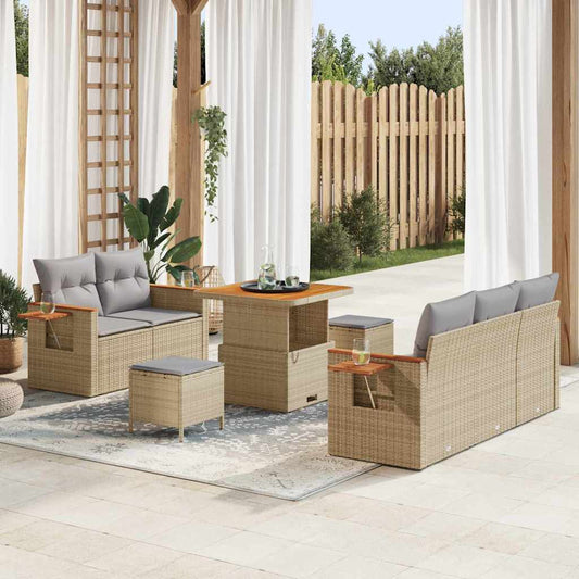vidaXL Σετ Καναπέ Κήπου 10 pcs Μπέζ και Ανοιχτό Γκρι συνθετικό ρατάν
