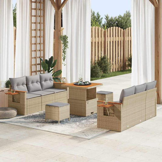 vidaXL Σετ Καναπέ Κήπου 11 pcs Μπέζ και Ανοιχτό Γκρι συνθετικό ρατάν