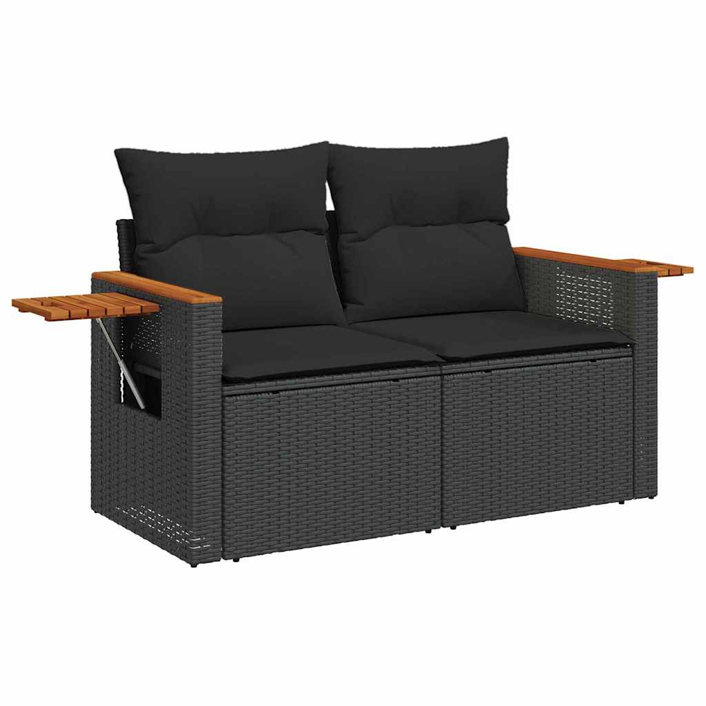 vidaXL Σετ Καναπέ Κήπου με μαξιλάρι 9 pcs Μαύρο Πολυ ράταν