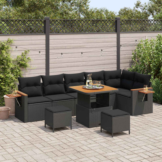 vidaXL Σετ Καναπέ Κήπου με μαξιλάρι 11 pcs Μαύρο συνθετικό ρατάν