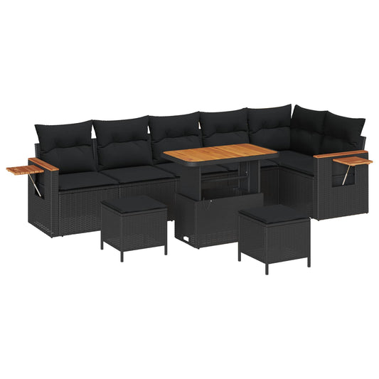 vidaXL Σετ Καναπέ Κήπου με μαξιλάρι 11 pcs Μαύρο συνθετικό ρατάν