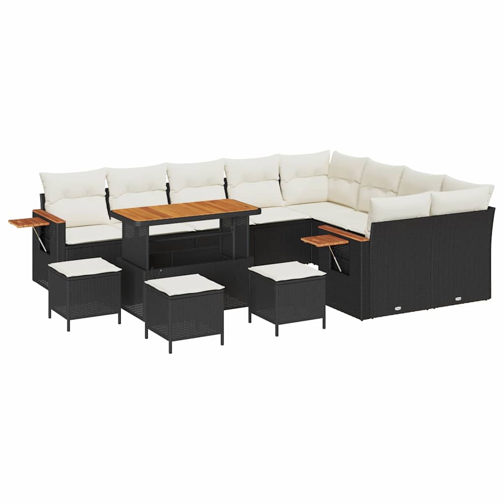 vidaXL Σετ Καναπέ Κήπου με μαξιλάρι 13 pcs Μαύρο Πολυ ράταν