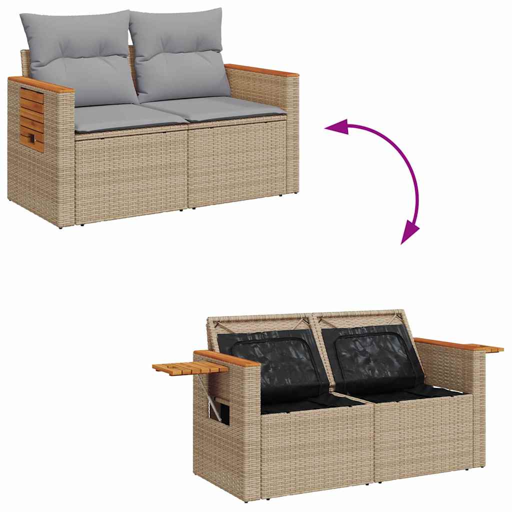 vidaXL Σετ Καναπέ Κήπου με μαξιλάρι 13 pcs Μπεζ Πολυ ράταν