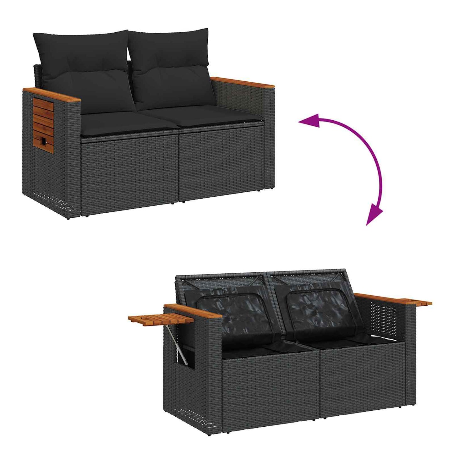 vidaXL Σετ Καναπέ Κήπου με μαξιλάρι 13 pcs Μαύρο Πολυ ράταν