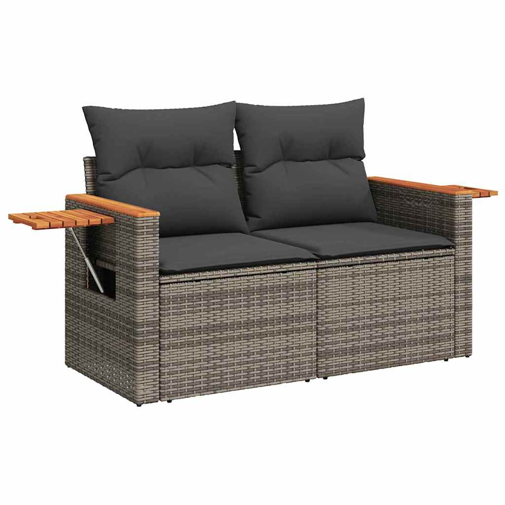 vidaXL Σετ Καναπέ Κήπου με μαξιλάρι 14 pcs Γκρι Πολυ ράταν