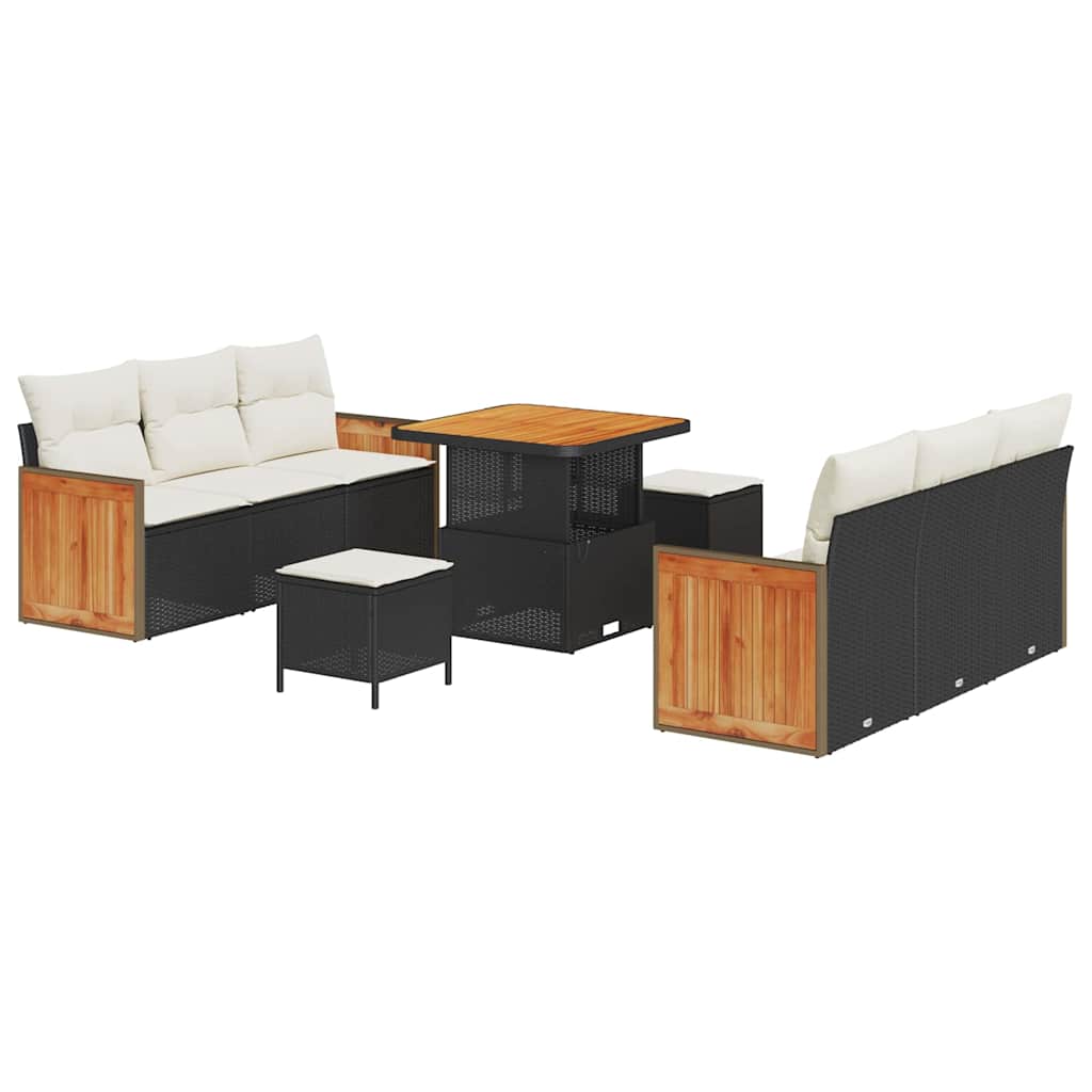 vidaXL Σετ Καναπέ Κήπου 9 pcs Μαύρο και Κρέμα 80 x 80 x 71 cm