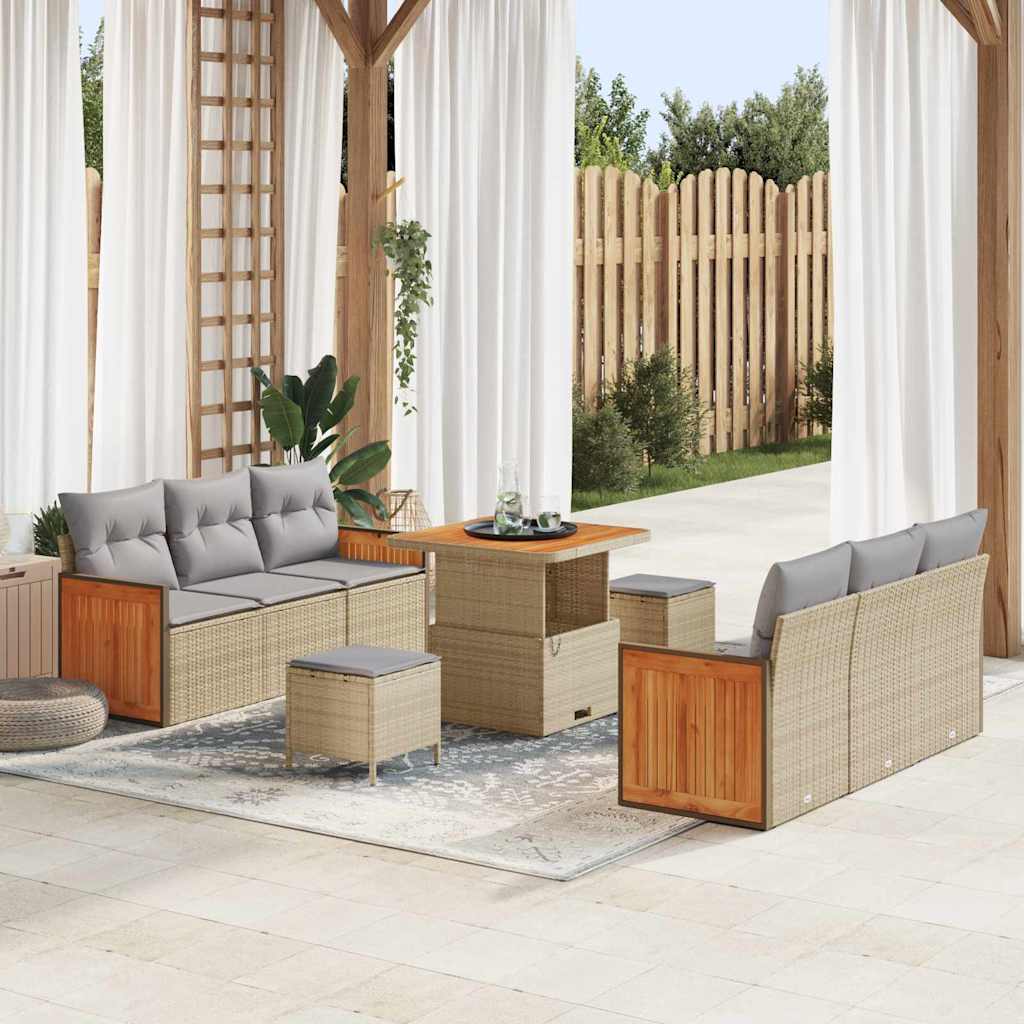 vidaXL Σετ Καναπέ Κήπου 11 pcs Μπέζ και Ανοιχτό Γκρι συνθετικό ρατάν