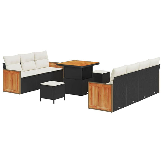 vidaXL Σετ Καναπέ Κήπου 10 pcs Μαύρο και Κρέμα 80 x 80 x 71 cm