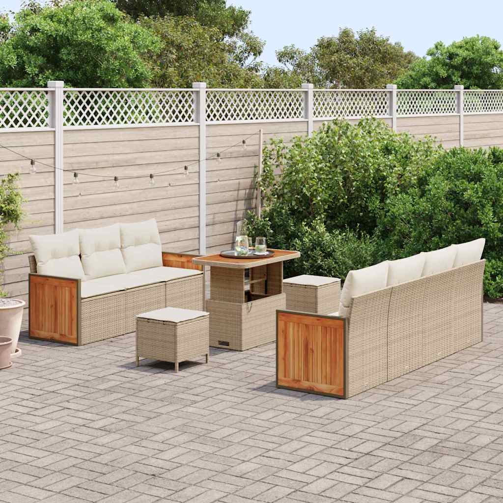 vidaXL Σετ Καναπέ Κήπου 10 pcs Μπεζ και Κρέμα 90 x 55 x 71 cm