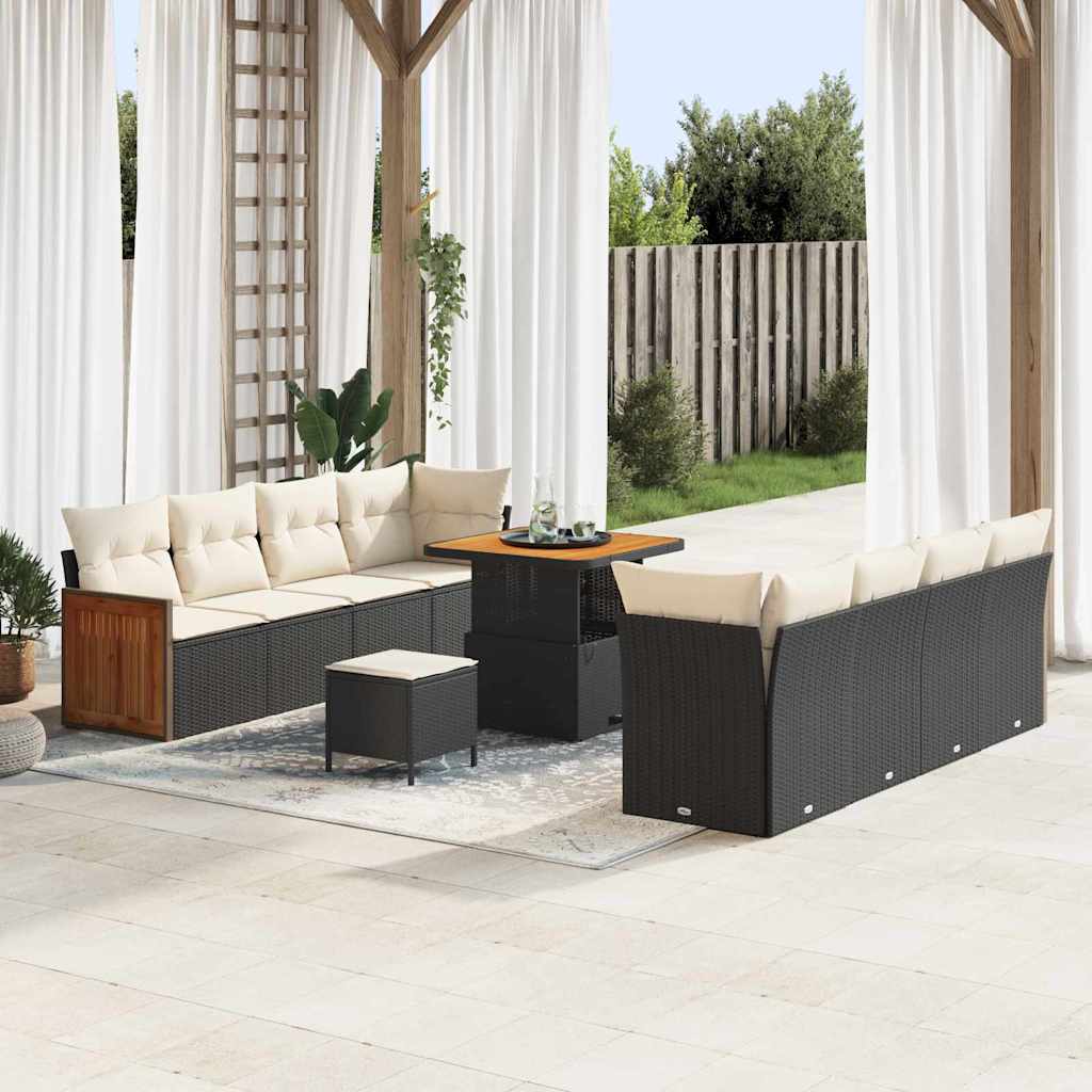 vidaXL Σετ Καναπέ Κήπου 11 pcs Μαύρο και Κρέμα 80 x 80 x 71 cm