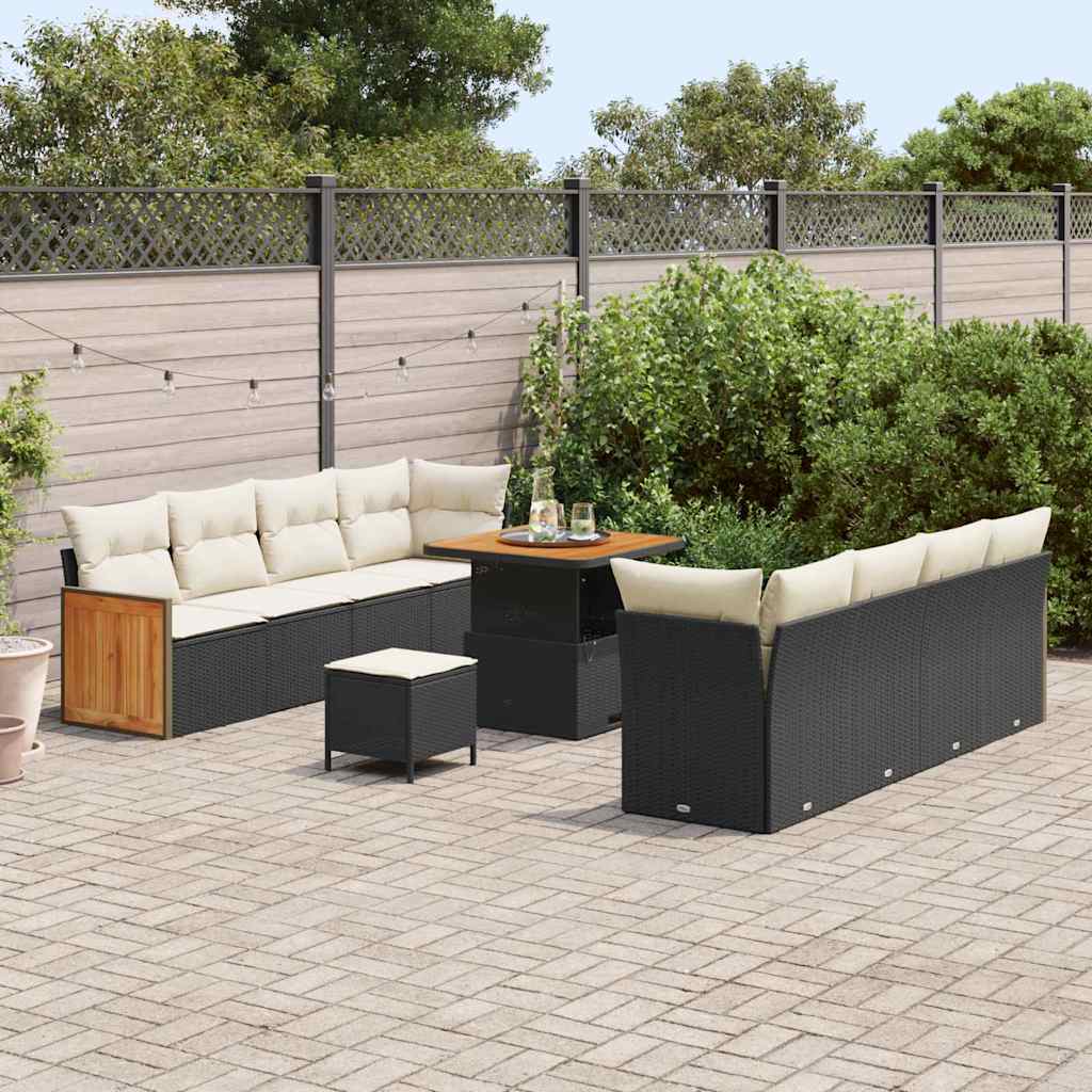 vidaXL Σετ Καναπέ Κήπου 11 pcs Μαύρο και Κρέμα 80 x 80 x 71 cm