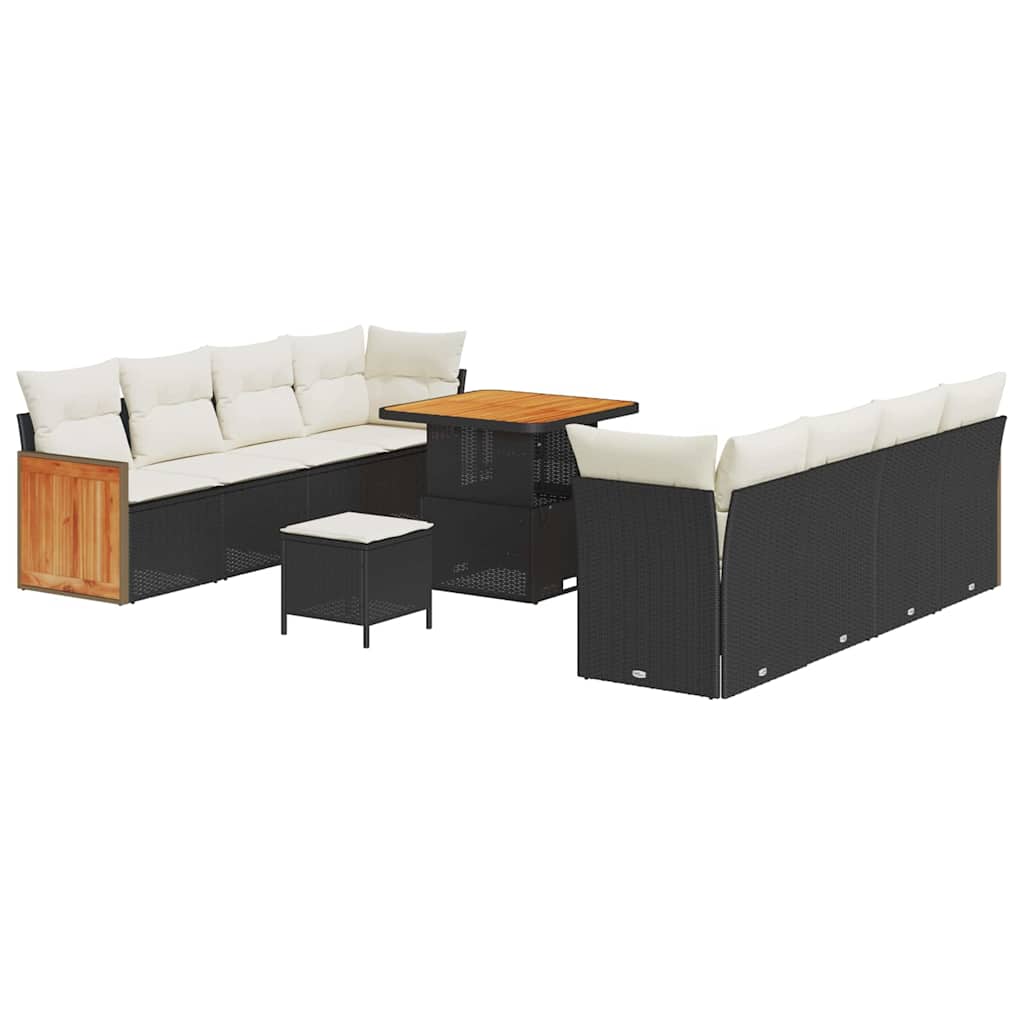 vidaXL Σετ Καναπέ Κήπου 11 pcs Μαύρο και Κρέμα 80 x 80 x 71 cm