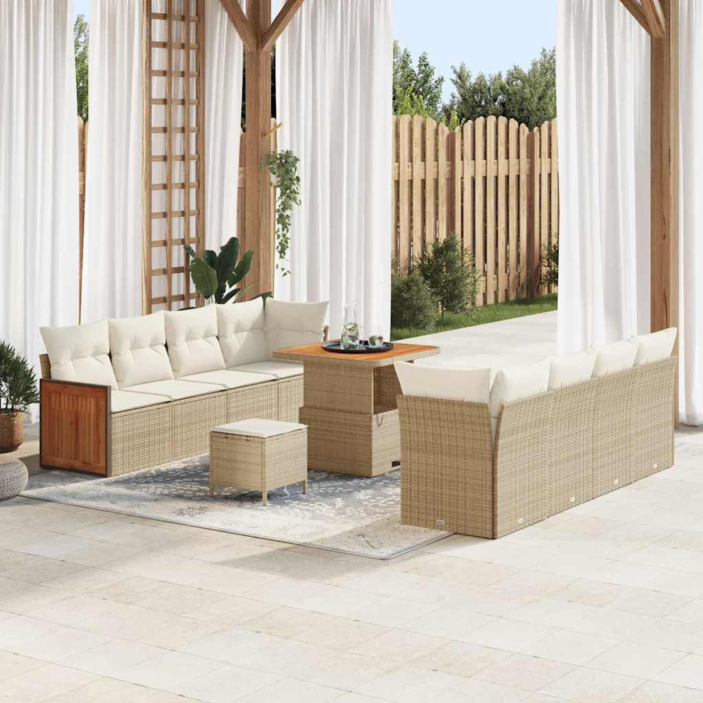 vidaXL Σετ Καναπέ Κήπου 12 pcs Μπεζ και Κρέμα συνθετικό ρατάν