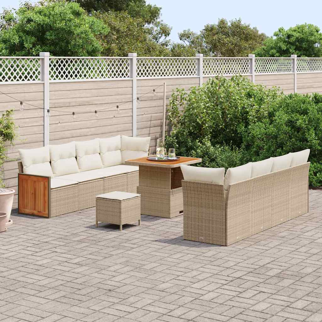 vidaXL Σετ Καναπέ Κήπου 12 pcs Μπεζ και Κρέμα συνθετικό ρατάν