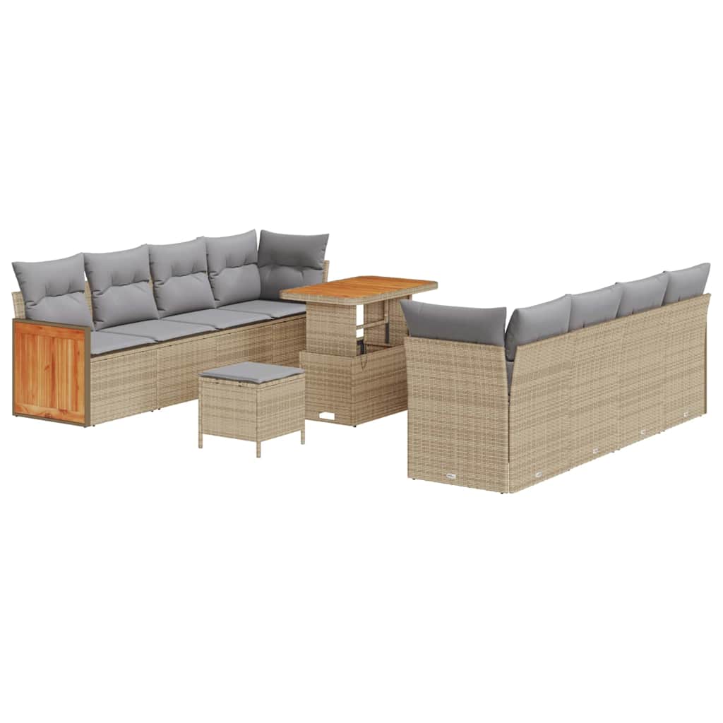 vidaXL Σετ Καναπέ Κήπου 11 pcs Μπεζ 90 x 55 x 71 cm συνθετικό ρατάν