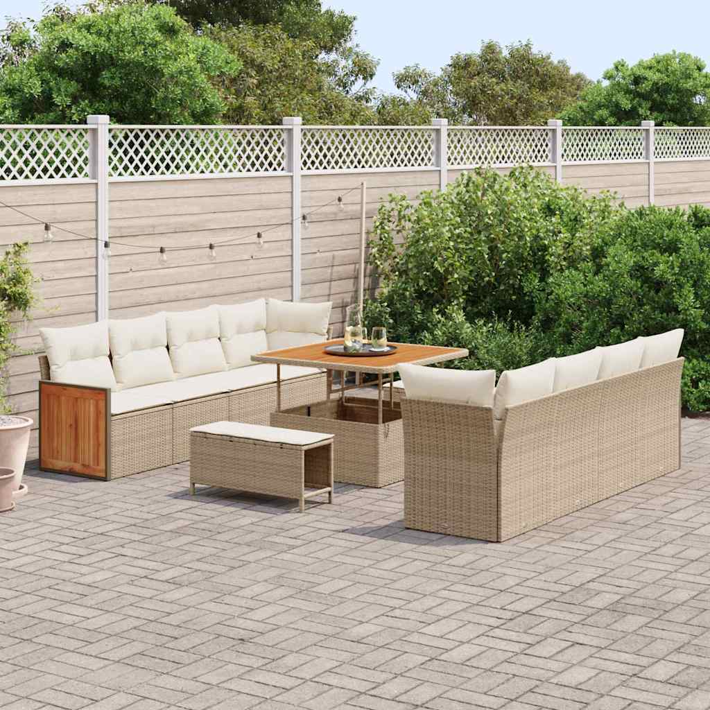 vidaXL Σετ Καναπέ Κήπου 11 pcs Μπεζ και Κρέμα 100 x 100 x 71 cm