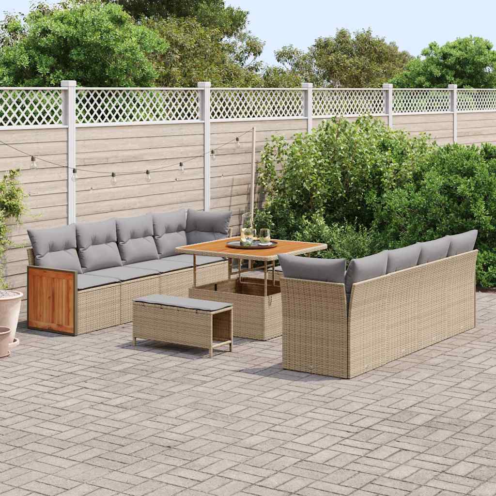 vidaXL Σετ Καναπέ Κήπου 11 pcs Μπεζ 100 x 100 x 71 cm συνθετικό ρατάν