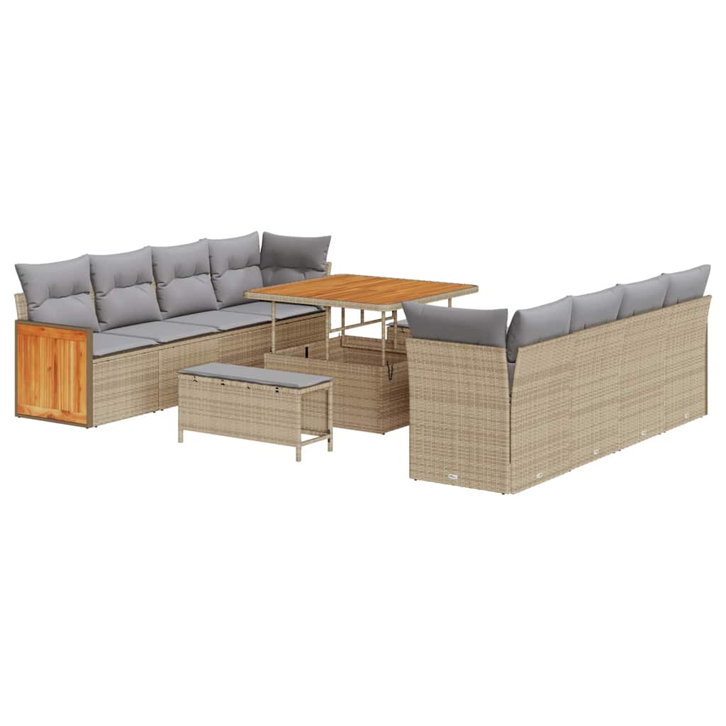 vidaXL Σετ Καναπέ Κήπου 11 pcs Μπεζ 100 x 100 x 71 cm συνθετικό ρατάν
