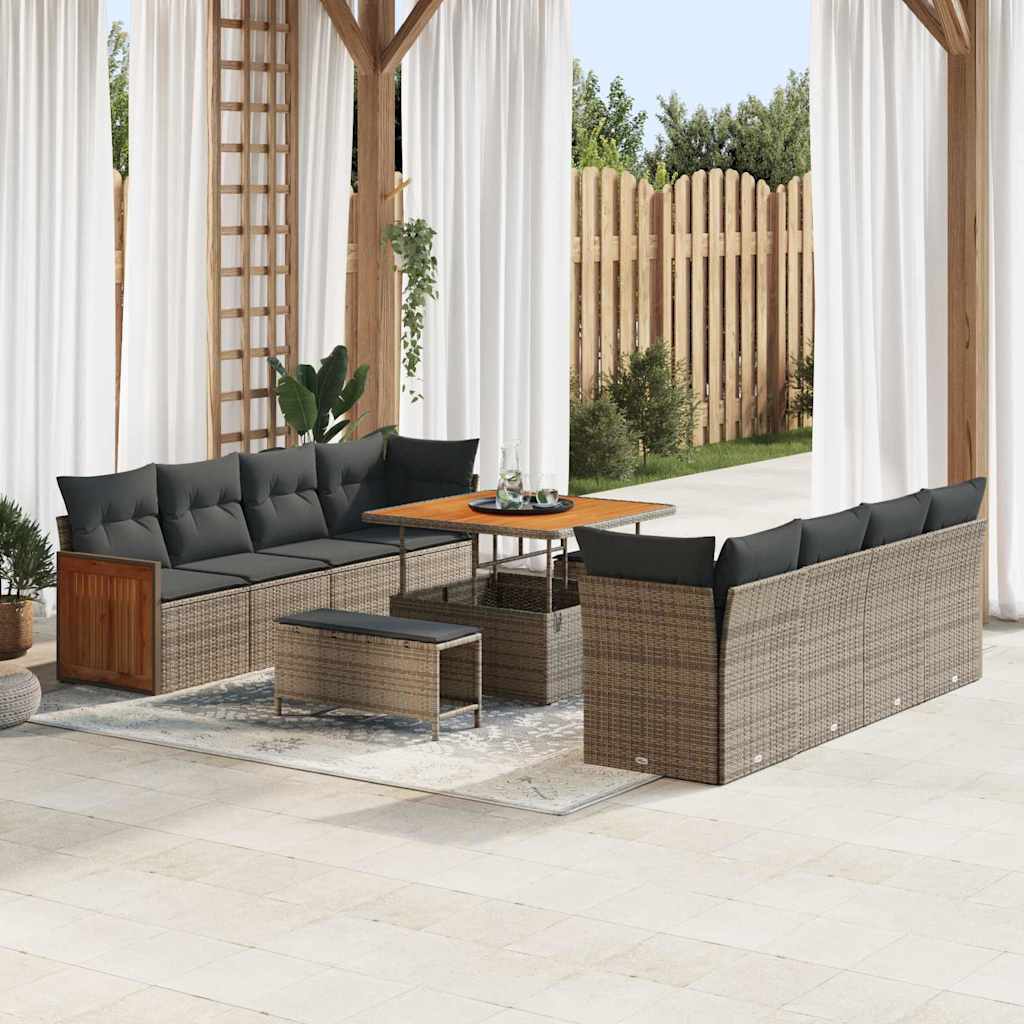 vidaXL Σετ Καναπέ Κήπου 11 pcs Γκρι 100 x 100 x 71 cm συνθετικό ρατάν