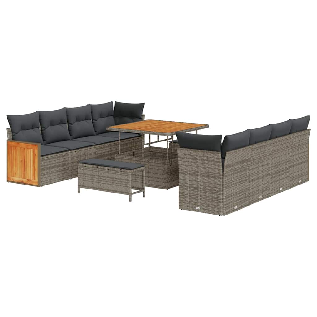 vidaXL Σετ Καναπέ Κήπου 11 pcs Γκρι 100 x 100 x 71 cm συνθετικό ρατάν