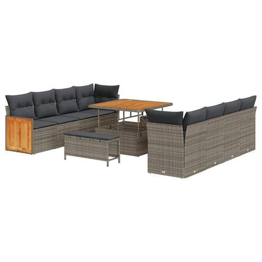 vidaXL Σετ Καναπέ Κήπου 11 pcs Γκρι 100 x 100 x 71 cm συνθετικό ρατάν