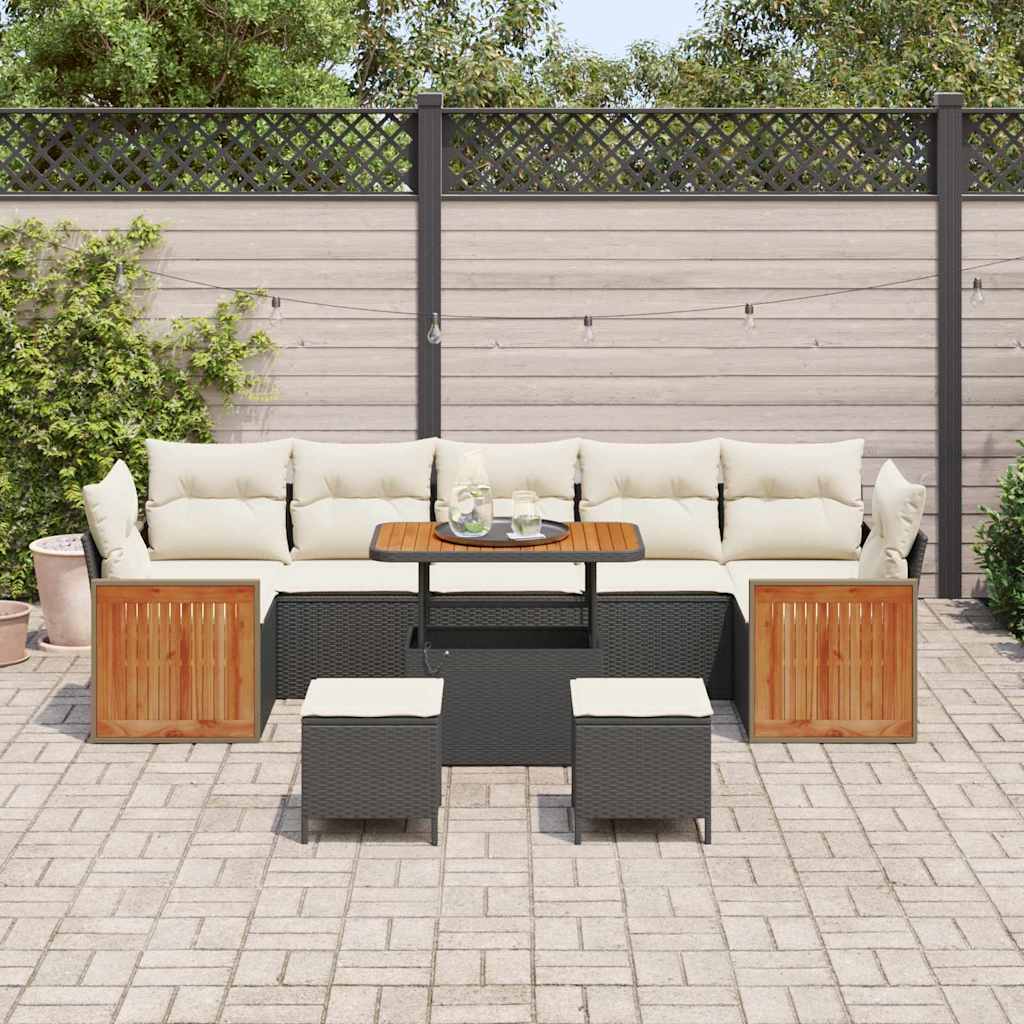 vidaXL Σετ Καναπέ Κήπου 10 pcs Μαύρο και Κρέμα 90 x 55 x 71 cm