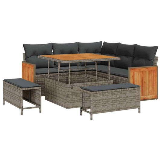 vidaXL Σετ Καναπέ Κήπου 8 pcs Γκρι Σκούρο γκρι συνθετικό ρατάν