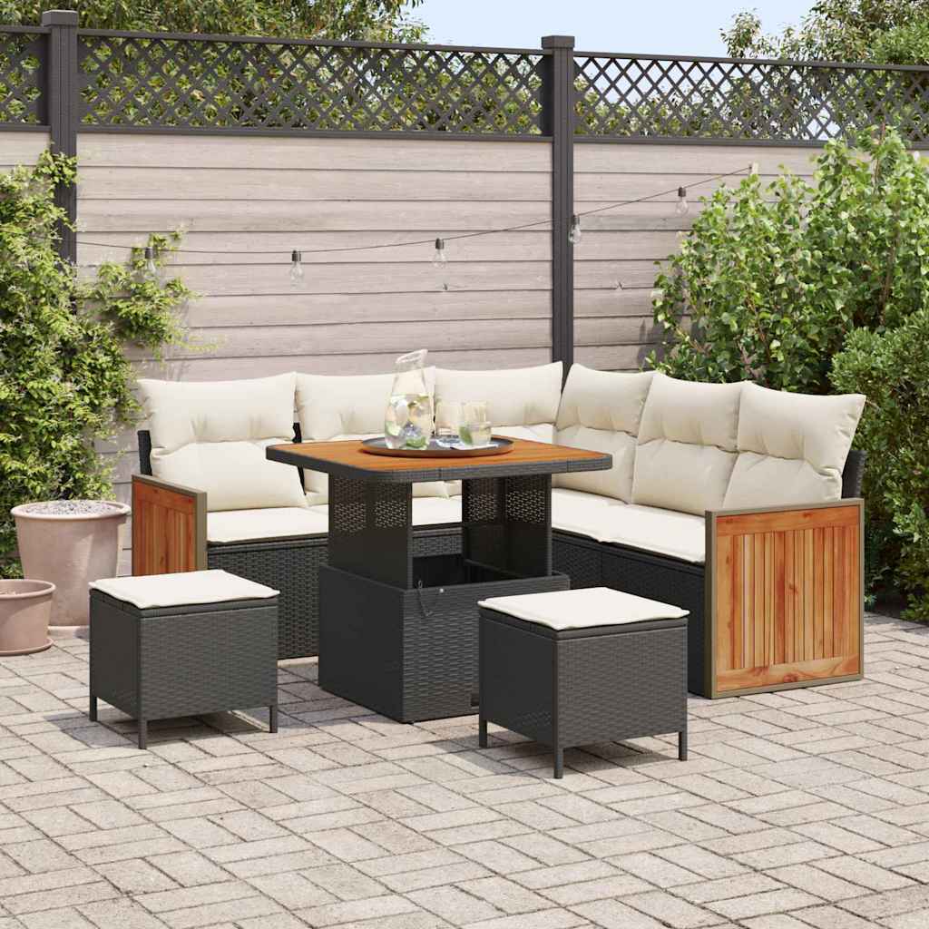 vidaXL Σετ Καναπέ Κήπου 8 pcs Μαύρο και Κρέμα 80 x 80 x 71 cm