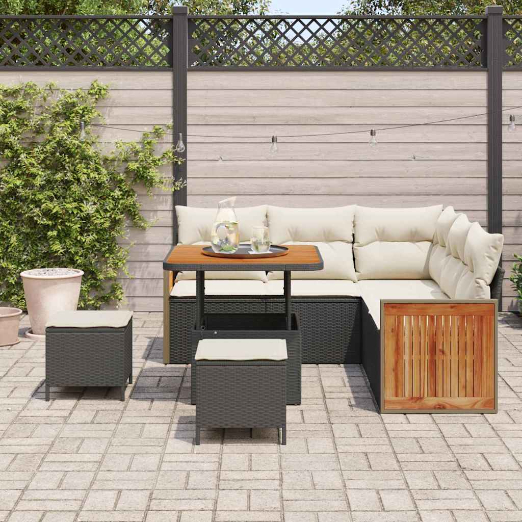 vidaXL Σετ Καναπέ Κήπου 8 pcs Μαύρο και Κρέμα 80 x 80 x 71 cm