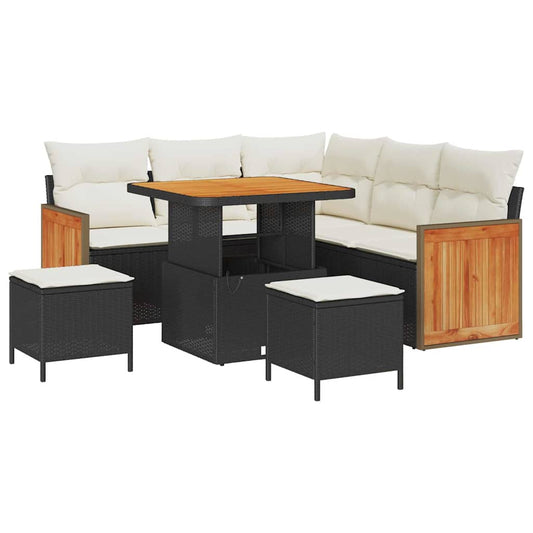 vidaXL Σετ Καναπέ Κήπου 8 pcs Μαύρο και Κρέμα 80 x 80 x 71 cm