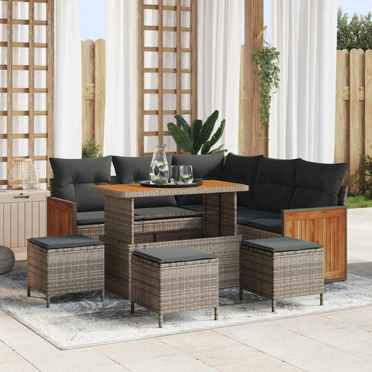 vidaXL Σετ Καναπέ Κήπου με μαξιλάρι 9 pcs Γκρι συνθετικό ρατάν
