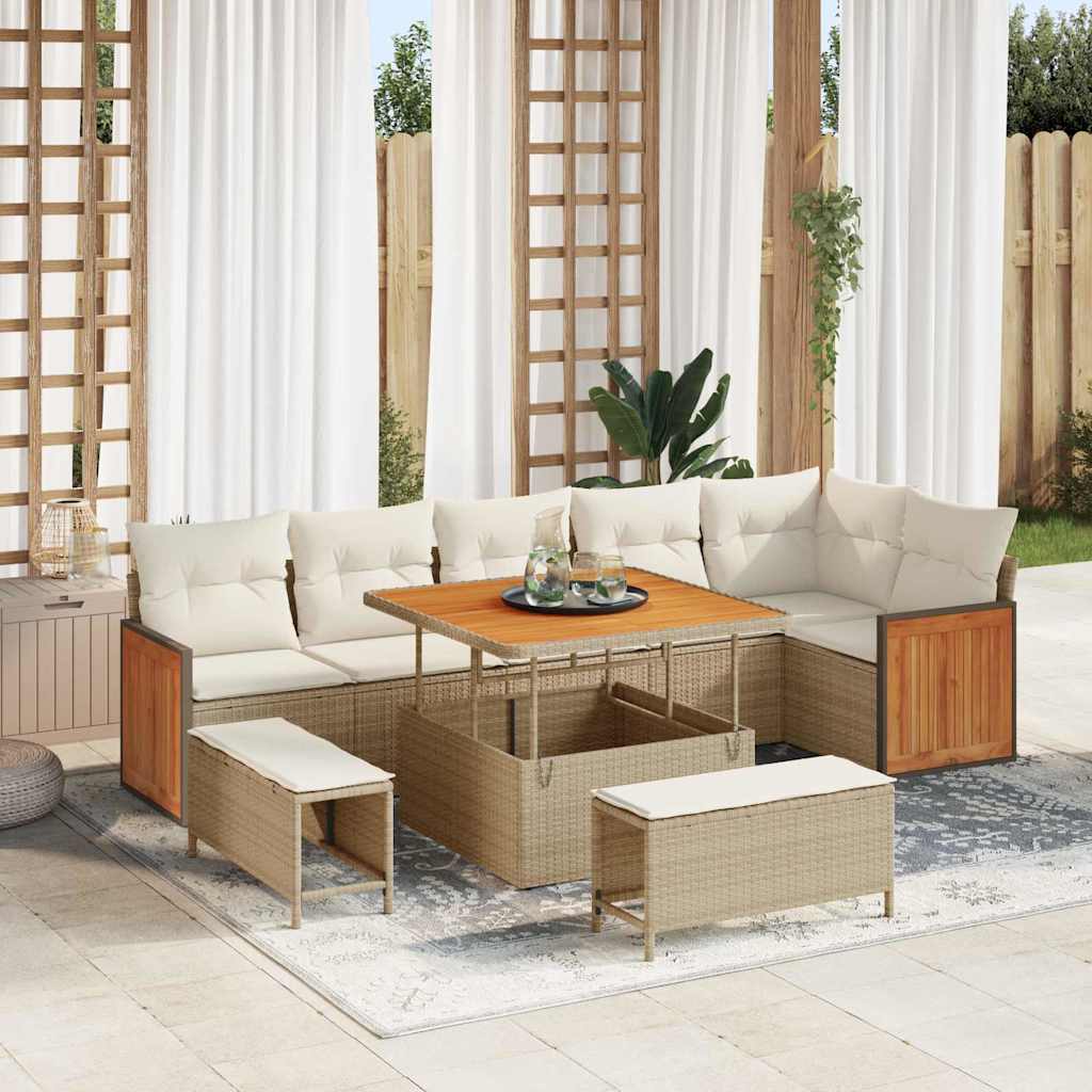 vidaXL Σετ Καναπέ Κήπου 9 pcs Μπεζ, Κρέμα 100 x 100 x 71 cm