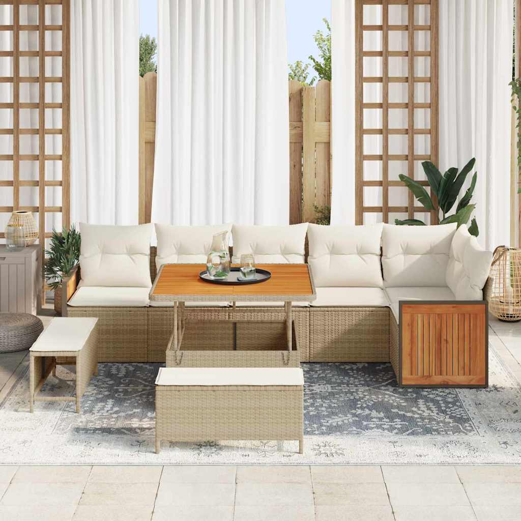 vidaXL Σετ Καναπέ Κήπου 9 pcs Μπεζ, Κρέμα 100 x 100 x 71 cm