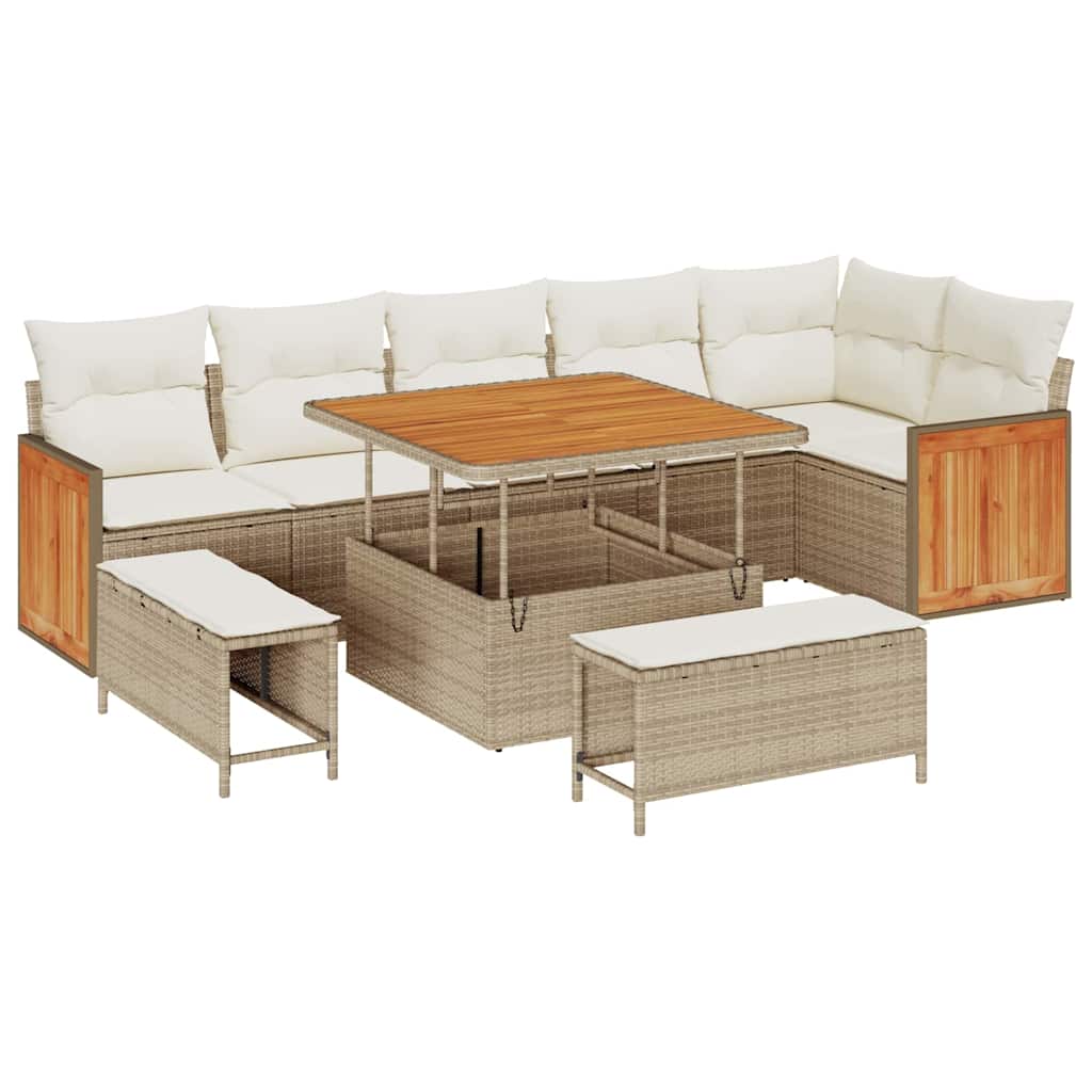 vidaXL Σετ Καναπέ Κήπου 9 pcs Μπεζ, Κρέμα 100 x 100 x 71 cm