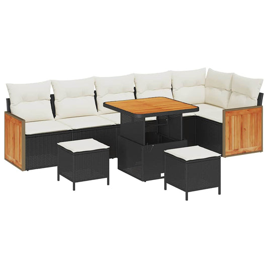 vidaXL Σετ Καναπέ Κήπου 9 pcs Μαύρο και Κρέμα 80 x 80 x 71 cm