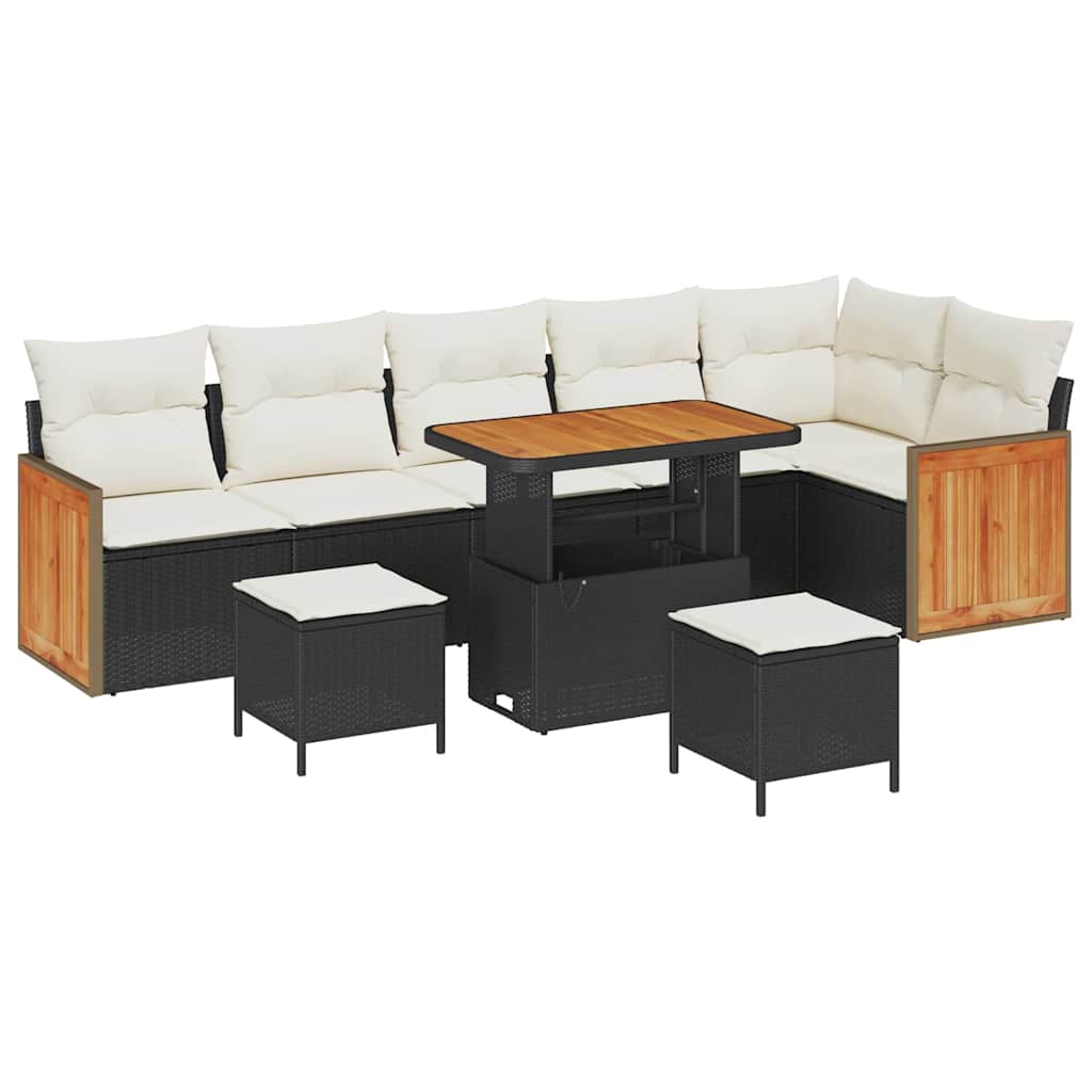 vidaXL Σετ Καναπέ Κήπου 9 pcs Μαύρο και Κρέμα 90 x 55 x 71 cm