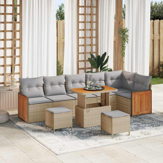 vidaXL Σετ Καναπέ Κήπου 11 pcs Μπέζ και Ανοιχτό Γκρι συνθετικό ρατάν