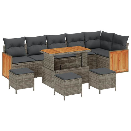 vidaXL Σετ Καναπέ Κήπου με μαξιλάρι 12 pcs Γκρι συνθετικό ρατάν