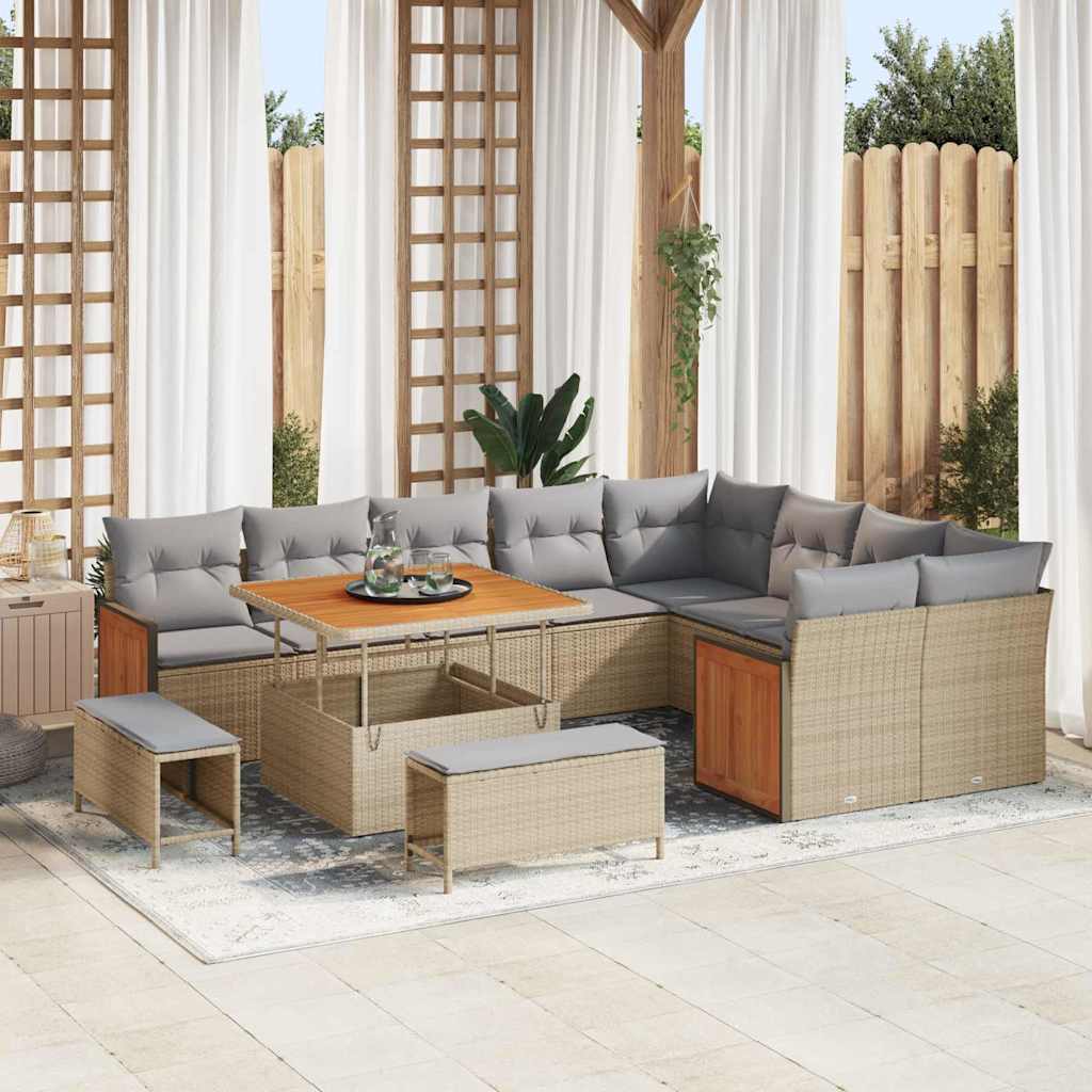 vidaXL Σετ Καναπέ Κήπου 12 pcs Μπεζ και Ανοιχτό γκρι 100 x 100 x 71 cm
