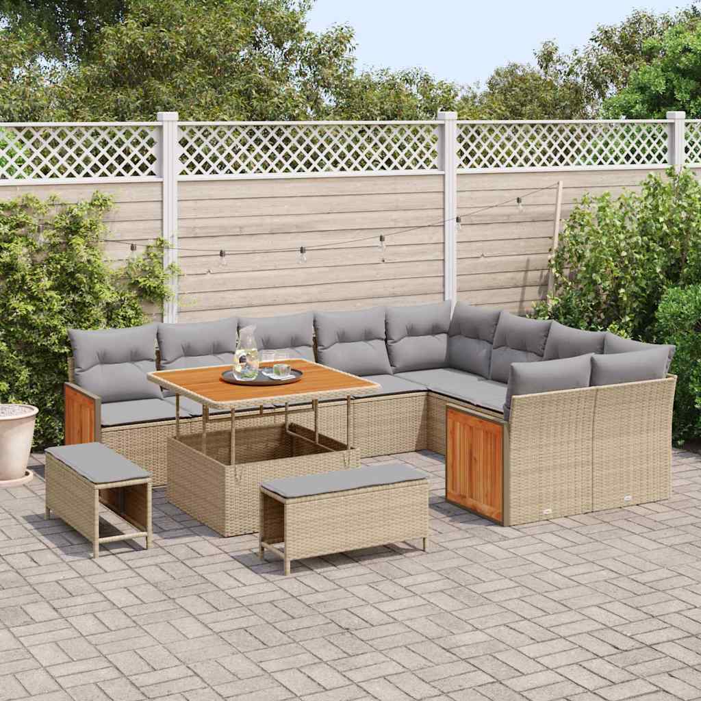 vidaXL Σετ Καναπέ Κήπου 12 pcs Μπεζ και Ανοιχτό γκρι 100 x 100 x 71 cm
