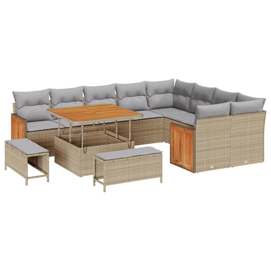 vidaXL Σετ Καναπέ Κήπου 12 pcs Μπεζ και Ανοιχτό γκρι 100 x 100 x 71 cm