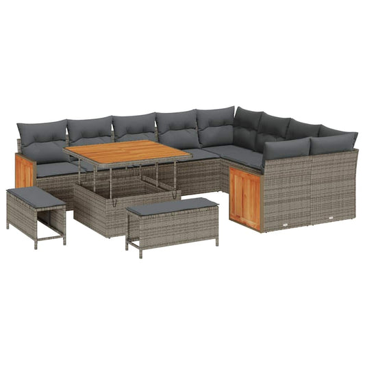 vidaXL Σετ Καναπέ Κήπου 12 pcs Γκρι Σκοτεινός Γκρι 100 x 100 x 71 cm